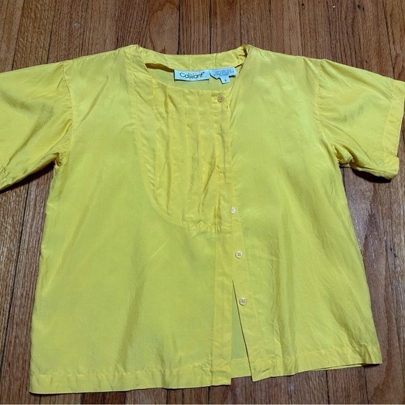 Vintage 90s Boxy Button With Pleated Front Shirt Cassant Size 6  Pure Silk - Picture 2 of 9